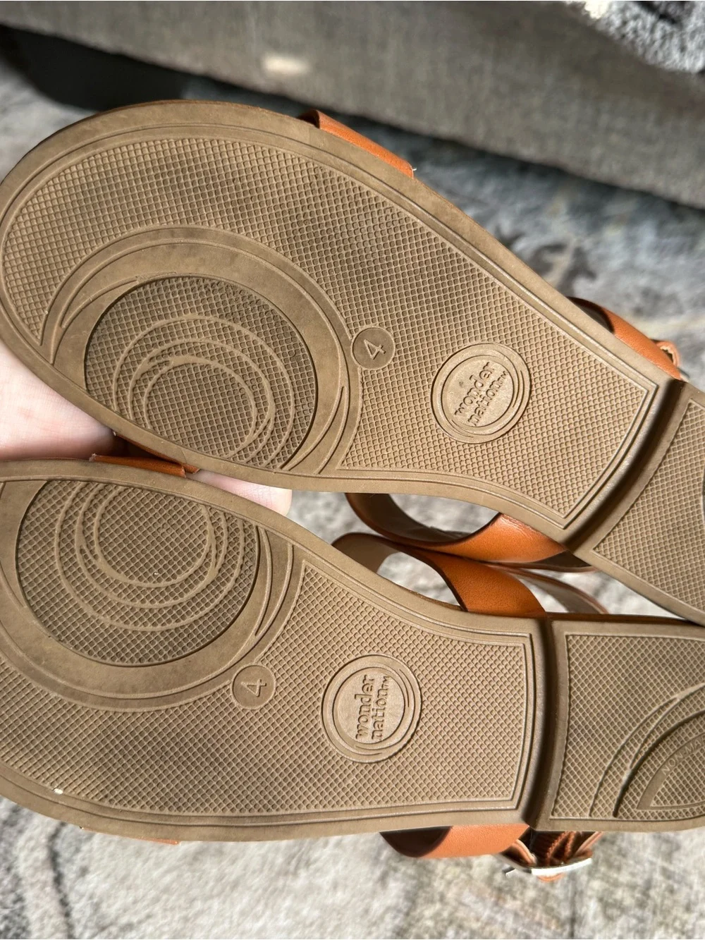 wonder nation Brown Braided Strap Girls Sandals